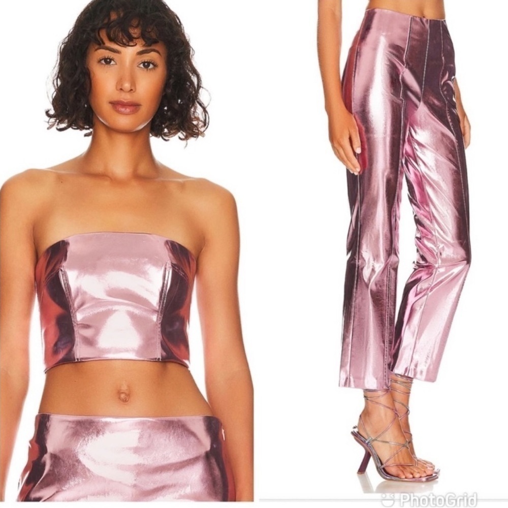 song of style masha pant+ carlee top metallic pink